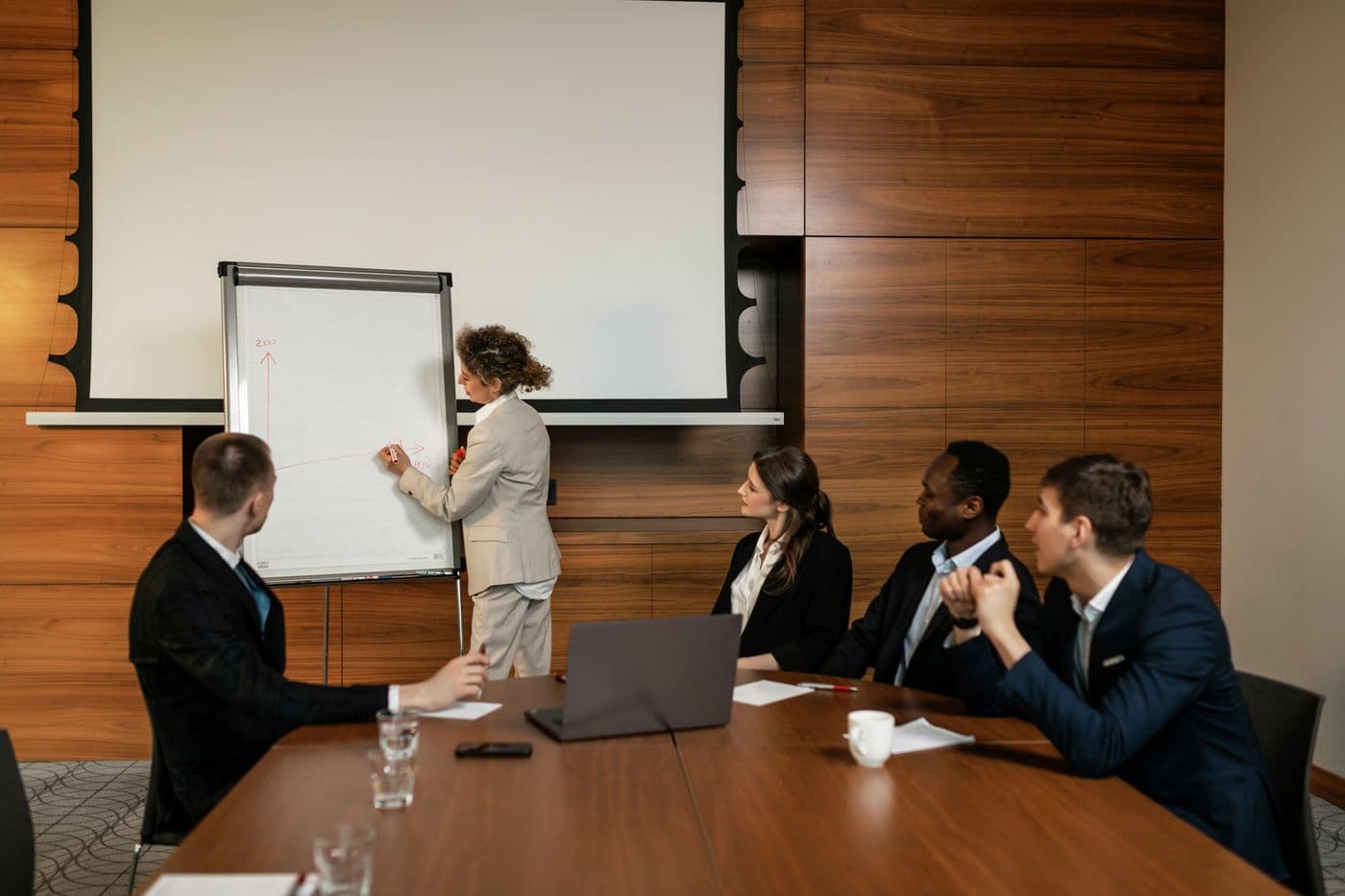 Professionals in a corporate technology training session